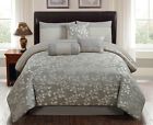 12010007 - Queen Set Bedding Gray 7 Leaves Pc.