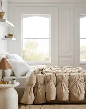 49167 Quince Nwt Cotton Pintuck Comforter King / Cal Toffee Retail 169.90