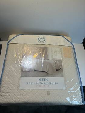 Rachel Ashwell 783048109248 New The Prairie By 3 Piece Comforter Set Cream Quilted