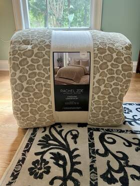 N75343 Rachel Zoe King Comforter Set 3pc Leopard Print