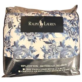 Ralph Lauren 028828126252 New Nanking Blue Full Queen Comforter Dragon Chinoiserie Asian Nip