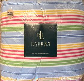Ralph Lauren 028828468383 Full Queen Comforter Striped Studio Awning 84 Inch X 92 Nwt Sealed New