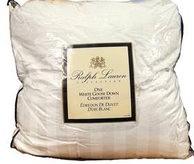 Ralph Lauren 047756572634 New Queen Full White Goose Down Comforter Embroidered Lion Luxury