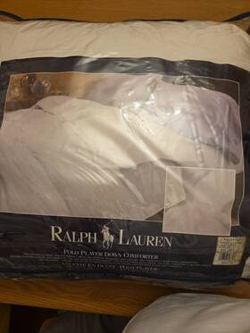 Ralph Lauren 047756726648 Polo Player Down Comforter 100% Cotton King 104x88 Inch Brand New White