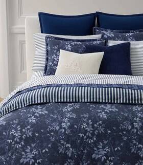 49827 Ralph Lauren Caterina Full Queen Comforter And 2 Shams Blue Floral Designer