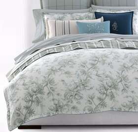 Ralph Lauren 600797651001 Julianne Toile Queen 3pc Comforter Set Sage- Preowned Ralph Lauren 600797651001 Julianne Toile Queen 3pc Comforter Set Sage- Preowned