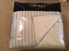 Ralph Lauren 886087297836 Home Graydon Bold Stripe Full/ Queen Comforter Dune/chambray 385
