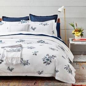 Ralph Lauren 886087357400 3 Pc King Fallon Blanc Bleu Comforter Set Floral
