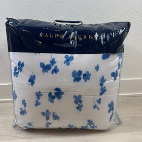 Ralph Lauren 886087390872 Comforter Queen Full Size Georgica White Blue Floral Cotton 355