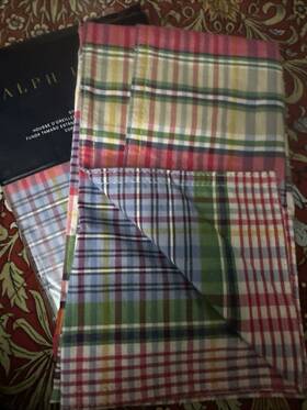 Ralph Lauren 886087410716 Amagansett Check Standard Pillow Shams Multicolor 2pc Set Nip Rare