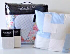 Ralph Lauren 886087427189 Macey Floral 6pc Full Queen Comforter Shams Euros Pillow Set