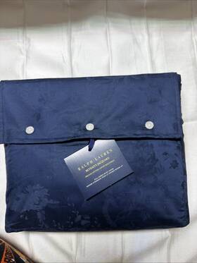 Ralph Lauren 886087458138 Organic Cotton Bethany Jacquard Duvet Cover Full/queen Navy