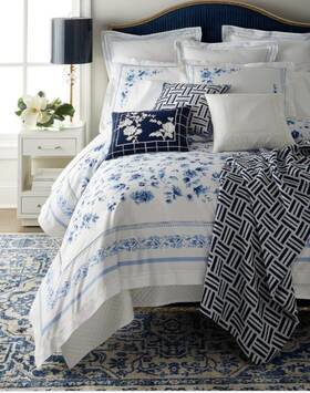 Ralph Lauren 886087462258 Whitlow Porcelain Blue White Floral Cotton Comforter Queen Nwt 500