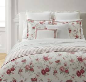 Ralph Lauren 886087513868 Sofia Floral Full/queen Comforter And Shams Set Stripe Red White 3pc