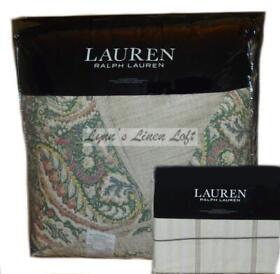 Ralph Lauren Allie Paisley 7p King Comforter Sheet Set 720 Green Rose Indigo