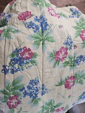 Rn-50873 Ralph Lauren Floral Cotton Down Quilted Full/queen Comforter Yellow Pink Blue