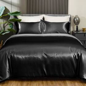 Redkey 700107792982 Satin Comforter Set King Luxurious Soft Silky Cooling Down Alternative Revers