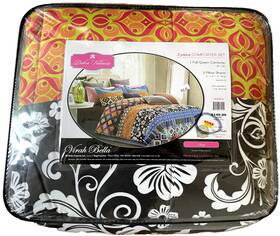 Dc506fq Regal Comfort Virah Bella 3 Piece Queen Reversible Comforter Set - Debra Valencia Stripe
