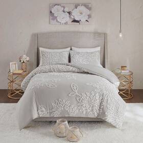 1002351434 Regency Heights 3 Pcs Elegant Floral Chenille Tufted Cotton Comforter Set All Season