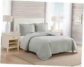 207898 Revman International Quilt Set Soft Bedding With Matching Shams Lightweight Home Twin Pelican Gray