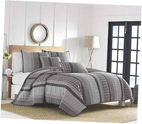 Ushsa91133021 Revman International Quilt Set Cotton Reversible Bedding Home Decor For Queen Gulf Shores Grey