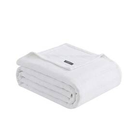 Ushsee1287402 Revman International Size Blanket 100% Cotton Weave Bedding With A Naturally Soft Queen White