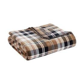 Ushsee1311083 Revman International Size Blanket Ultra-soft Plush And Reversible Plaid King Trailhead Beige