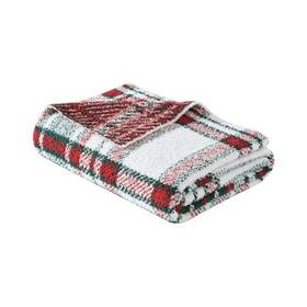 Ushshf1301097 Revman International Throw Blanket Luxuriously Soft Chenille Knit Bedding Plaid Emmet Red