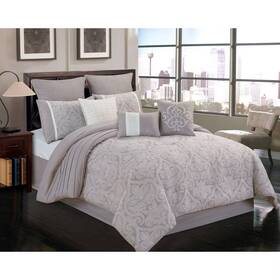53932345 Riverbrook Home 9pc King Winthrop Comforter Set Gray And Ivory - Polyester