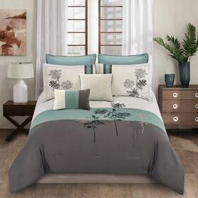 Riverbrook Home 679610793383 Emilie Comforter Set King Blue/gray/ivory 8 Piece