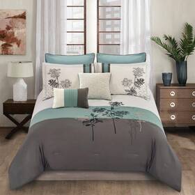 Riverbrook Home 679610793390 Emilie Comforter Set Queen Blue/gray/ivory 8 Piece