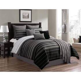 Riverbrook Home 679610796575 7 Pc. Black / Gray Barkley King Comforter Set