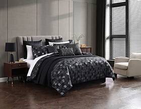 Riverbrook Home 679610853100 Elegant Collection Comforter Set Queen Regal - Black 10 Piece