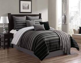 79658 Riverbrook Home Sterling Collection Comforter Set Queen Barkley - Black/gray 10-piece