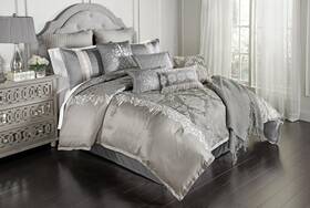 80326 Riverbrook Home Elegant Collection Comforter Set Queen Kacee Platinum 12piece