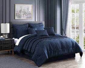 82395 Riverbrook Home Polyester Comforter Set King Destiny Dark Blue 10 Piece