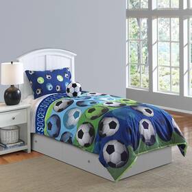 B01kz5zpuo Riverbrook Home Juvenile Bedding Comforter Set Twin Soccer League - Blue/white