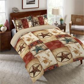 Rodeo Patch King Comforter Red Beige