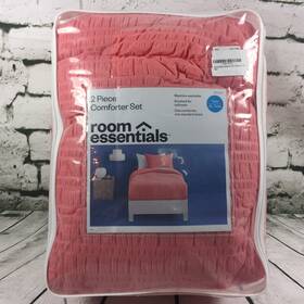 060-13-0523 Room Essentials Twin / Xl Coral 2 Piece Comforter Set Dorm College Pre Teen