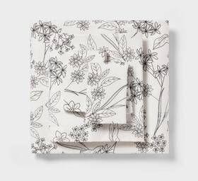 Room Essentials 197543805510 Full Easy Care Cotton Blend Sateen Sheet Set Gray Floral -