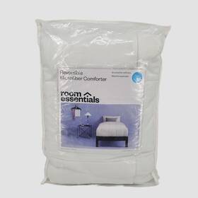 Room Essentials 490601336781 Reversible Microfiber Comforter Twin Xl White Gray New