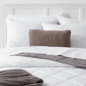 81801943 Room Essentials 5pc Full/queen Solid Reversible Decorative Bed Set With Throw White
