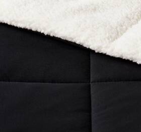 84654441 Room Essentials Faux Shearling Reversible Comforter Sherpa Black Twin/twin Xl