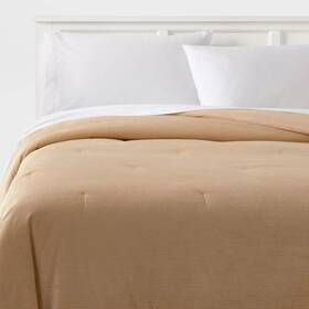 87206216 Room Essentials Twin/ Twin Extra Long Corduroy Plush Comforter Khaki -