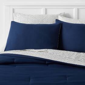 87206297 Room Essentials 5-piece Comforter And Sheets Set Solid Navy/gray Twinxl