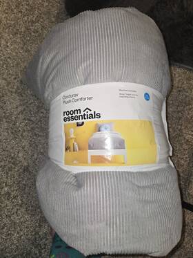 89195740 Room Essentials Corduroy Comforter Light Gray Twin/twinxl