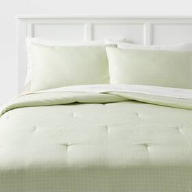 89195881 Room Essentials Twin/twin Extra Long Printed Comforter Set Light Green/white -