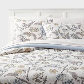 89195885 Room Essentials Twin/twin Extra Long Printed Comforter Set Ivory/light Blue/honey Yellow -