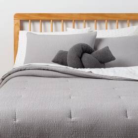 92997999 Room Essentials 6pc Twin/twin Extra Long Textured Comforter And Sheet Set Light Gray