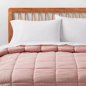93073033 Room Essentials Full/queen Box Stitch Puffer Comforter Pink -